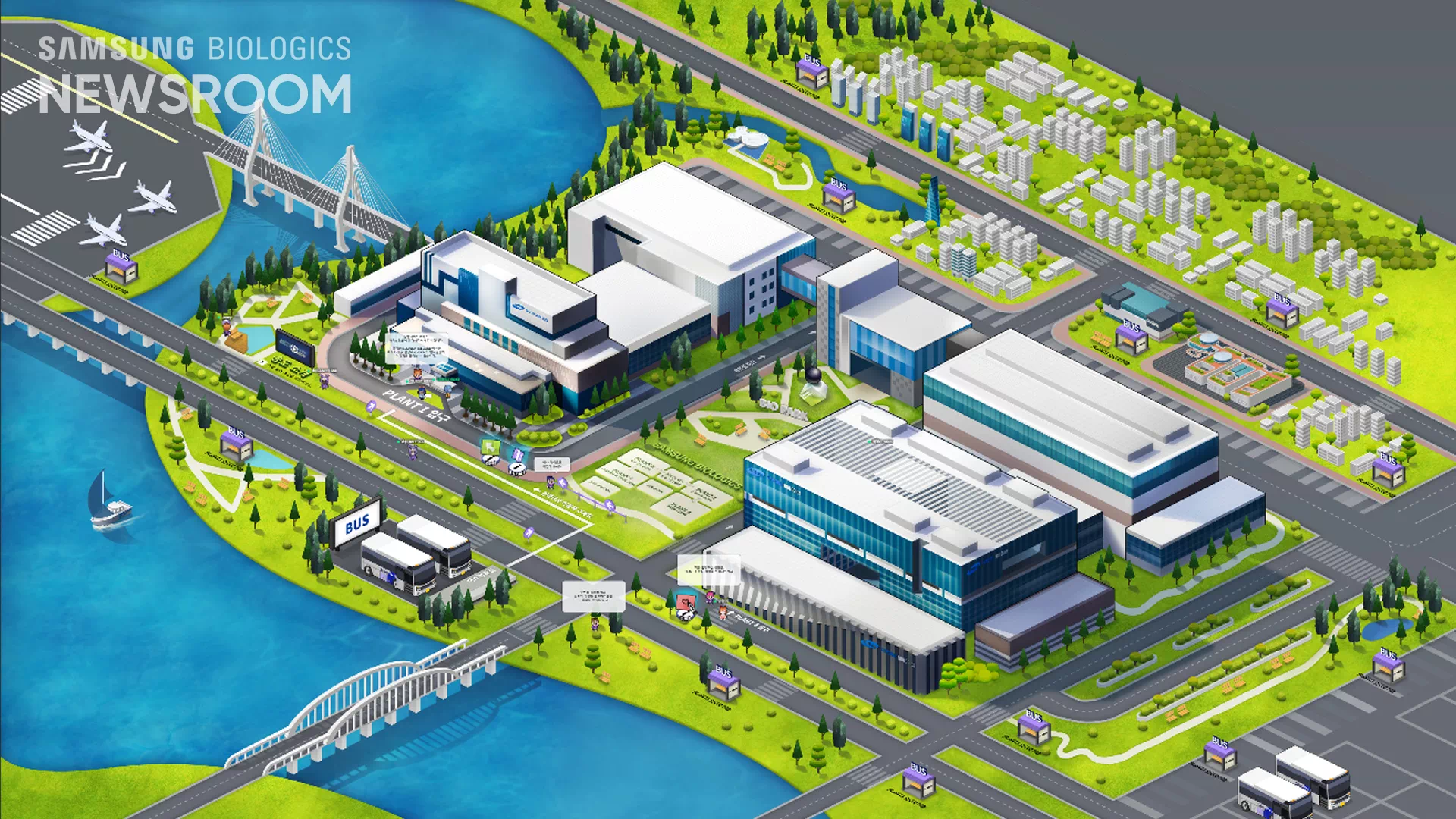 메타버스로 구현한 삼성바이오로직스 송도 사업장 전경