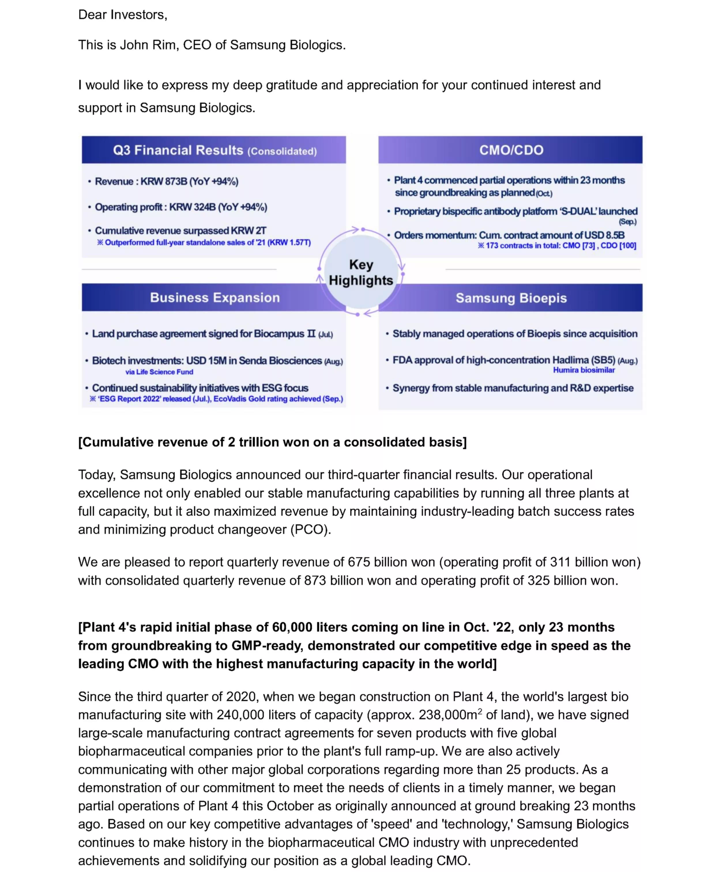 CEO IR Newsletter