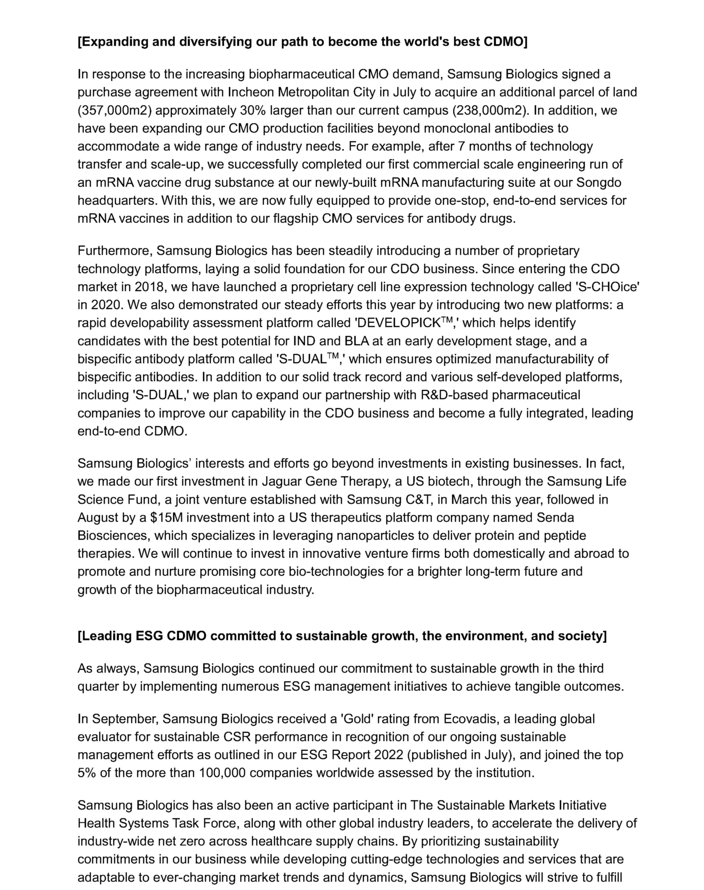 CEO IR Newsletter