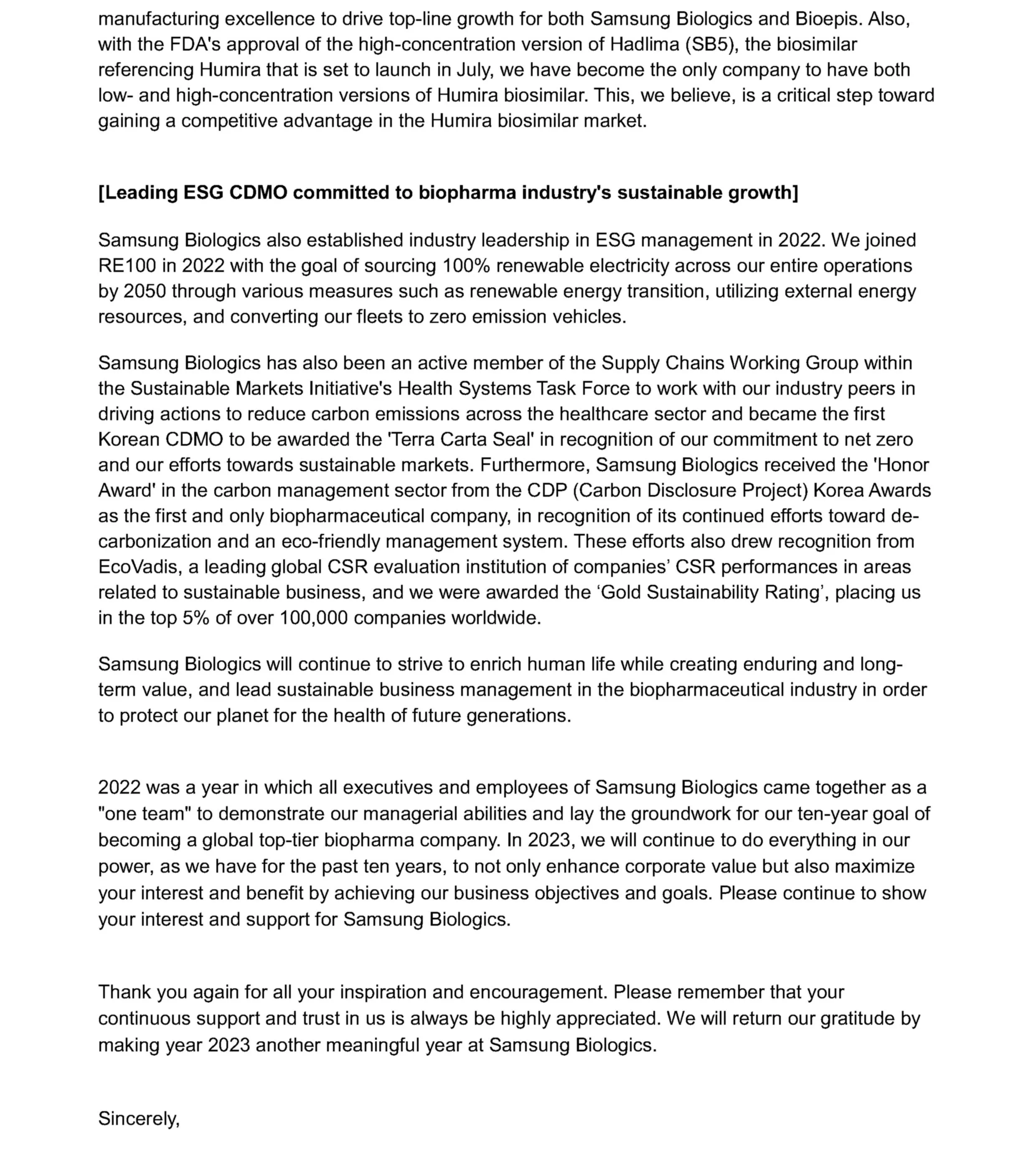 CEO IR Newsletter