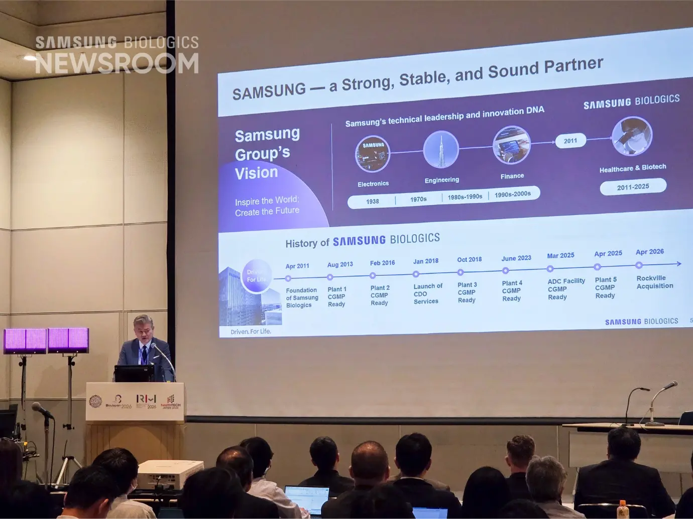 Speaking Session at BIO Japan 2026_ James Choi, EVP and Chief Marketing Officer, presenting the global footprint of Samsung Biologics