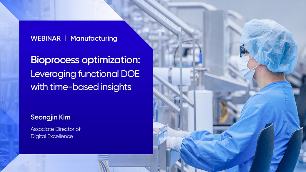 Missed our latest webinar on functional Design of Experiments (DOE)? By predicting how key parameters evolve over time, functional DOE unlocks new opportunities for process optimization to achieve consistent product quality.
Learn how to gain precise control over dynamic bioprocesses from our Lead Engineer of Digital Excellence, Seongjin Kim.